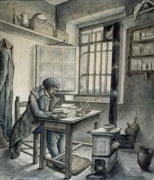 André Chénier at the Prison Saint-Lazare , ca 1794. Creator: Robert, Hubert (1733-1808)