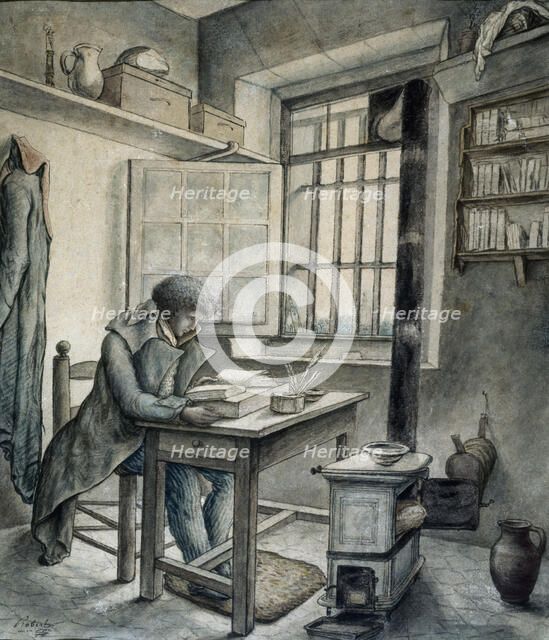 André Chénier at the Prison Saint-Lazare , ca 1794. Creator: Robert, Hubert (1733-1808).