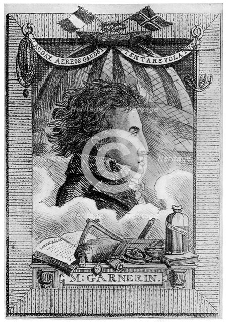 Andre Jacques Garnerin, French aeronaut and the first parachutist, c1800 (1910). Artist: Unknown