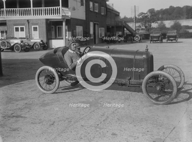 Andre Lombard in his Salmson at the JCC 200 Mile Race, Brooklands, Surrey, 1921. Artist: Bill Brunell.