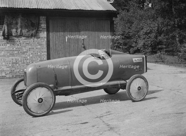 Andre Lombard in his Salmson single seater racing car, Brooklands, Surrey, 1922. Artist: Bill Brunell.