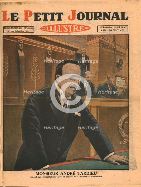 André Tardieu replies to questions, 1929.  Creator: Unknown.