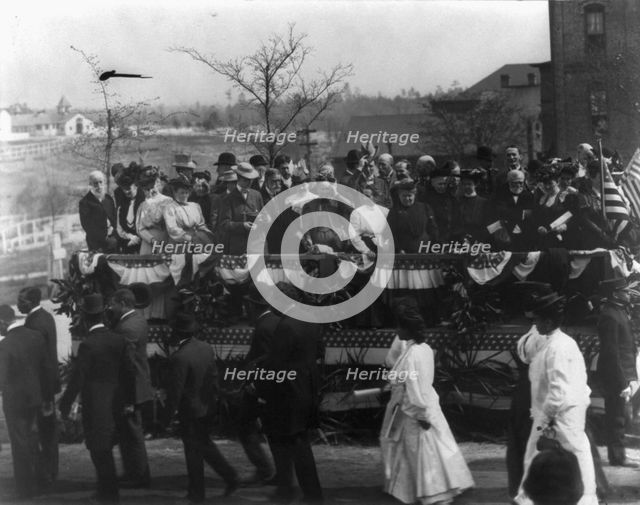 Andrew Carnegie at the 25th anniversary of the Tuskegee Institute, 1906. Creator: Frances Benjamin Johnston.