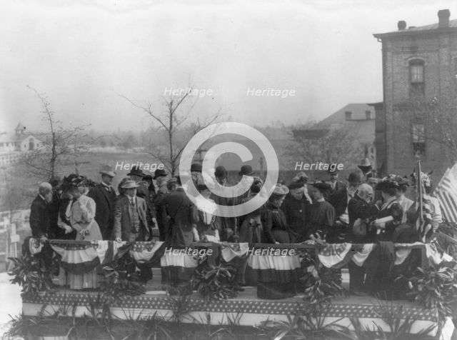 Andrew Carnegie at the 25th anniversary of the Tuskegee Institute, 1906. Creator: Frances Benjamin Johnston.