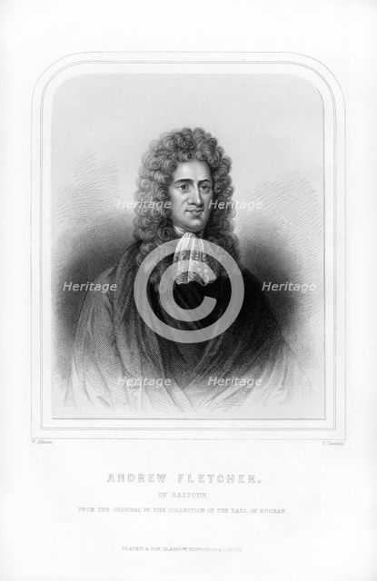 Andrew Fletcher of Saltoun, Scottish writer, politician and patriot, (1870).Artist: S Freeman