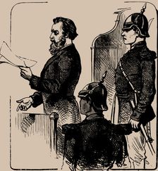 Andrei Zhelyabov before the Court, 1881. Creator: Anonymous