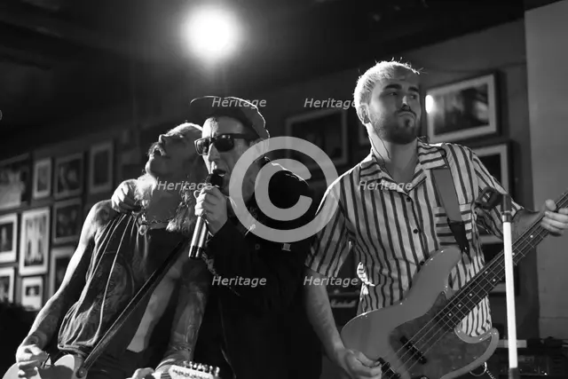 Andy Blade, Max Battista and Ryland Woods, Eater live at 100 Club, London, Mar 2023. Creator: Annapaola Marchesani.