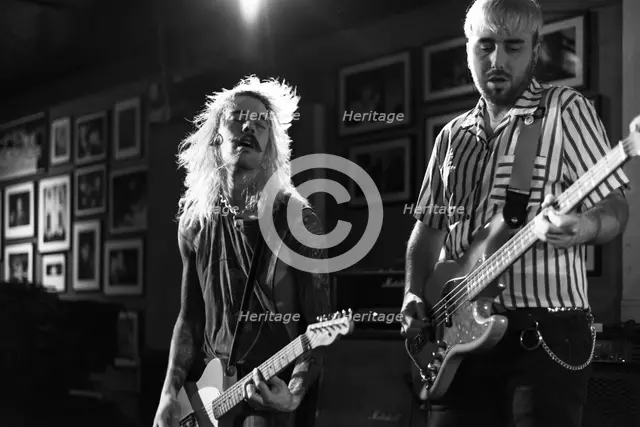 Andy Blade, Max Battista and Ryland Woods, Eater live at 100 Club, London, Mar 2023. Creator: Annapaola Marchesani.