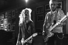 Andy Blade, Max Battista and Ryland Woods, Eater live at 100 Club, London, Mar 2023. Creator: Annapaola Marchesani