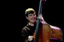 Andy Cleyndert, double bassist, The Under Ground, Eastbourne, East Sussex. Artist: Brian O'Connor