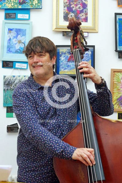 Andy Cleyndert, Eriko Ishihara Trio, Clocktower Cafe, Croydon, London, August 2024. Creator: Brian O'Connor.