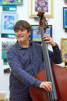 Andy Cleyndert, Eriko Ishihara Trio, Clocktower Cafe, Croydon, London, August 2024. Creator: Brian O'Connor