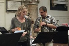 Andy Panayi, Imogen Ryall, Alex Bondono’s Horace Silver Sextet, Jazz at St Andrews Church, July 2022 Creator: Brian O'Connor