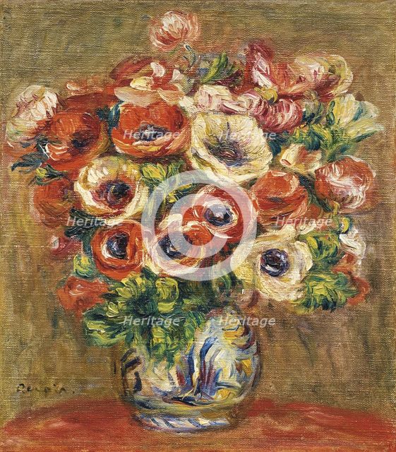 Anemones in a Vase, c. 1915. Artist: Renoir, Pierre Auguste (1841-1919)
