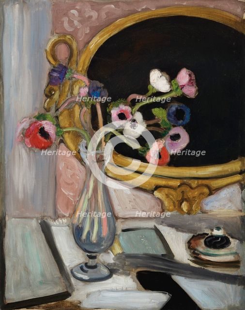 Anemones in front of the black mirror, 1919. Creator: Matisse, Henri (1869-1954).