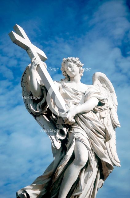 Angel carrying a cross, from the Ponte St Angelo, Rome, Italy, 1669. Artist: Gian Lorenzo Bernini