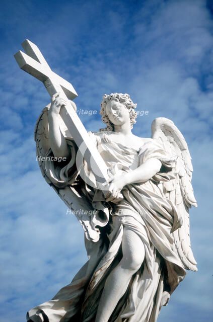 Angel carrying a cross, from the Ponte St Angelo, Rome, Italy, 1669. Artist: Gian Lorenzo Bernini