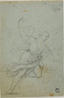 Angel Annunciate (recto); Samson and the Lion (verso), n.d. Creator: School of Guido Reni Italian, 1575-1642