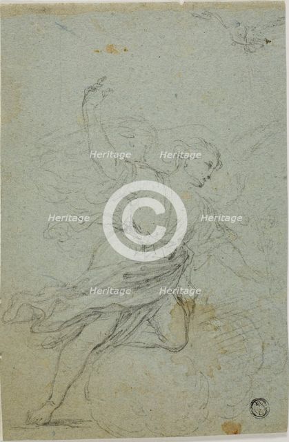 Angel Annunciate (recto); Samson and the Lion (verso), n.d. Creator: School of Guido Reni Italian, 1575-1642.