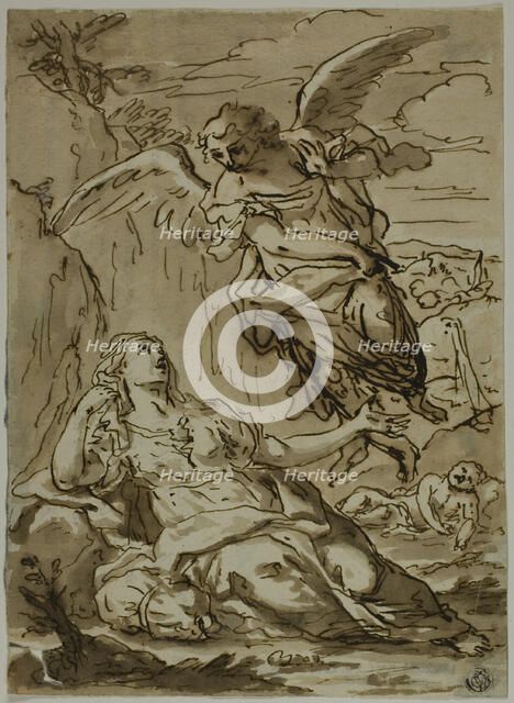 Angel Appearing to Hagar in the Wilderness, n.d. Creator: Pietro Gualla.