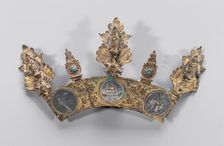 Angel Gabriel; Virgin Annunciate; Virgin and Child in Half-Figure among the Clouds. Creator: Unknown