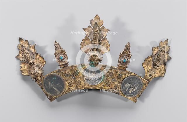 Angel Gabriel; Virgin Annunciate; Virgin and Child in Half-Figure among the Clouds. Creator: Unknown.