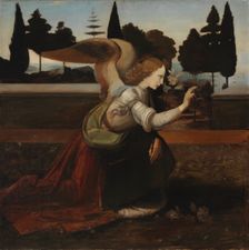 Angel, detail copy after Leonardo da Vinci's painting Annunciation, 1895. Creator: Magnus Enckell