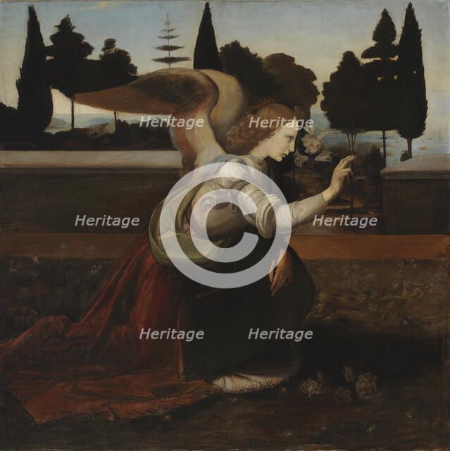 Angel, detail copy after Leonardo da Vinci's painting Annunciation, 1895. Creator: Magnus Enckell.