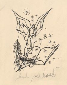 Angel hovering over a book, 1940-1944. Creator: Ján Novák