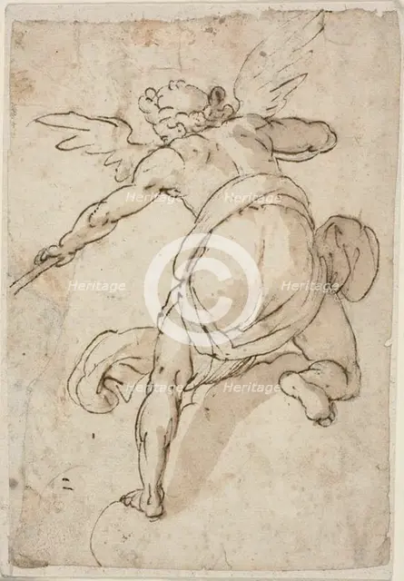 Angel Holding a Trumpet, 1576/79. Creator: Federico Zuccaro.