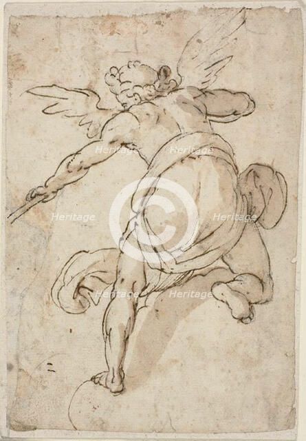 Angel Holding a Trumpet, 1576/79. Creator: Federico Zuccaro.