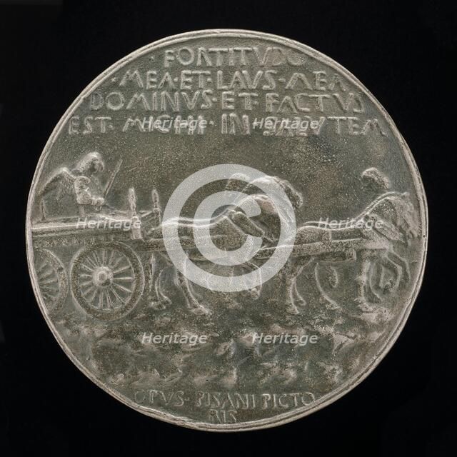 Angel in a Car Drawn by Horses [reverse], c. 1449. Creator: Pisanello.