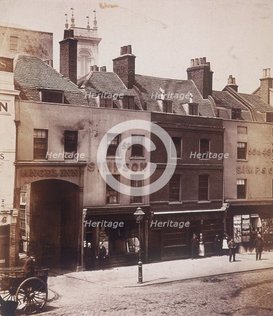 Angel Inn and shops on Farringdon Street, London, c1860. Artist: Henry Dixon