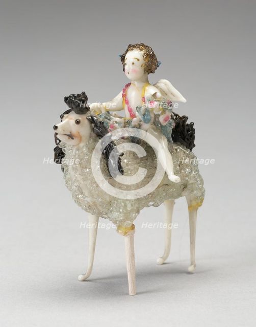 Angel on Ram, France, 18th century. Creator: Verres de Nevers.
