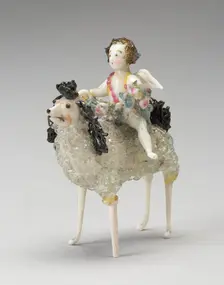 Angel on Ram, France, 18th century. Creator: Verres de Nevers