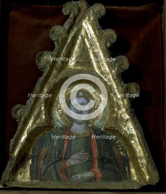  'Angel of a pinnacle', colored panel painting from Tremp, 14th century.