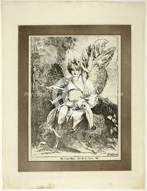 Angel of the Resurrection, from the first issue of Specimens of Polyautography, 1801, pub 1803. Creator: Benjamin West.