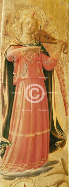 Angel making music (From the Tabernacle of the Linaioli), ca. 1433. Creator: Angelico, Fra Giovanni, da Fiesole (ca. 1400-1455).