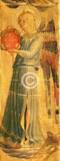 Angel making music (From the Tabernacle of the Linaioli), ca. 1433. Creator: Angelico, Fra Giovanni, da Fiesole (ca. 1400-1455).