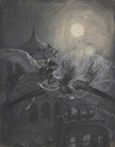 Angel Scourging a Harpy (recto); Athletic Scene (verso), ca. 1890. Creator: Anon