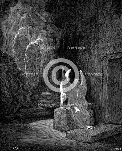 Angel showing Mary Magdalene and 'the other Mary' Christ's empty tomb, 1865-1866. Artist: Gustave Doré