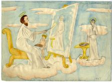 Angel painting a picture, 1947. Creator: Shirley Markham