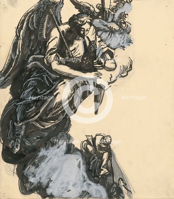 Angel playing the bagpipes, 1940-1944. Creator: Ján Novák.