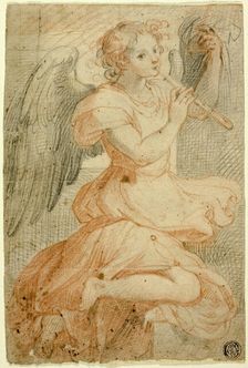 Angel Playing a Flute, 1580. Creator: Unknown