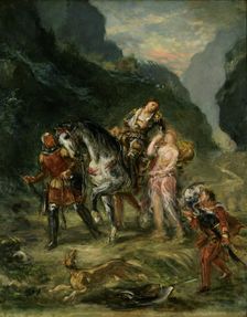 Angelica and the wounded Medoro, ca 1860. Artist: Delacroix, Eugène (1798-1863)