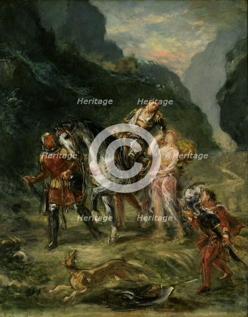 Angelica and the wounded Medoro, ca 1860. Artist: Delacroix, Eugène (1798-1863)