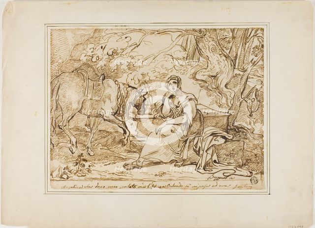 Angelica Resting at a Fountain, n.d. Creator: Giuseppe Bezzuoli.