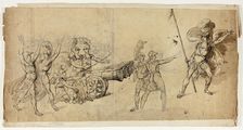 Angelic Artillery (recto); Battle Scene (verso), n.d. Creator: Unknown
