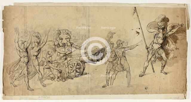 Angelic Artillery (recto); Battle Scene (verso), n.d. Creator: Unknown.