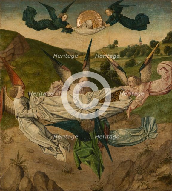 Angelis lifting the Body of St Catherine to Mount Sinai, c1470-1480. Creator: Cologne Master.